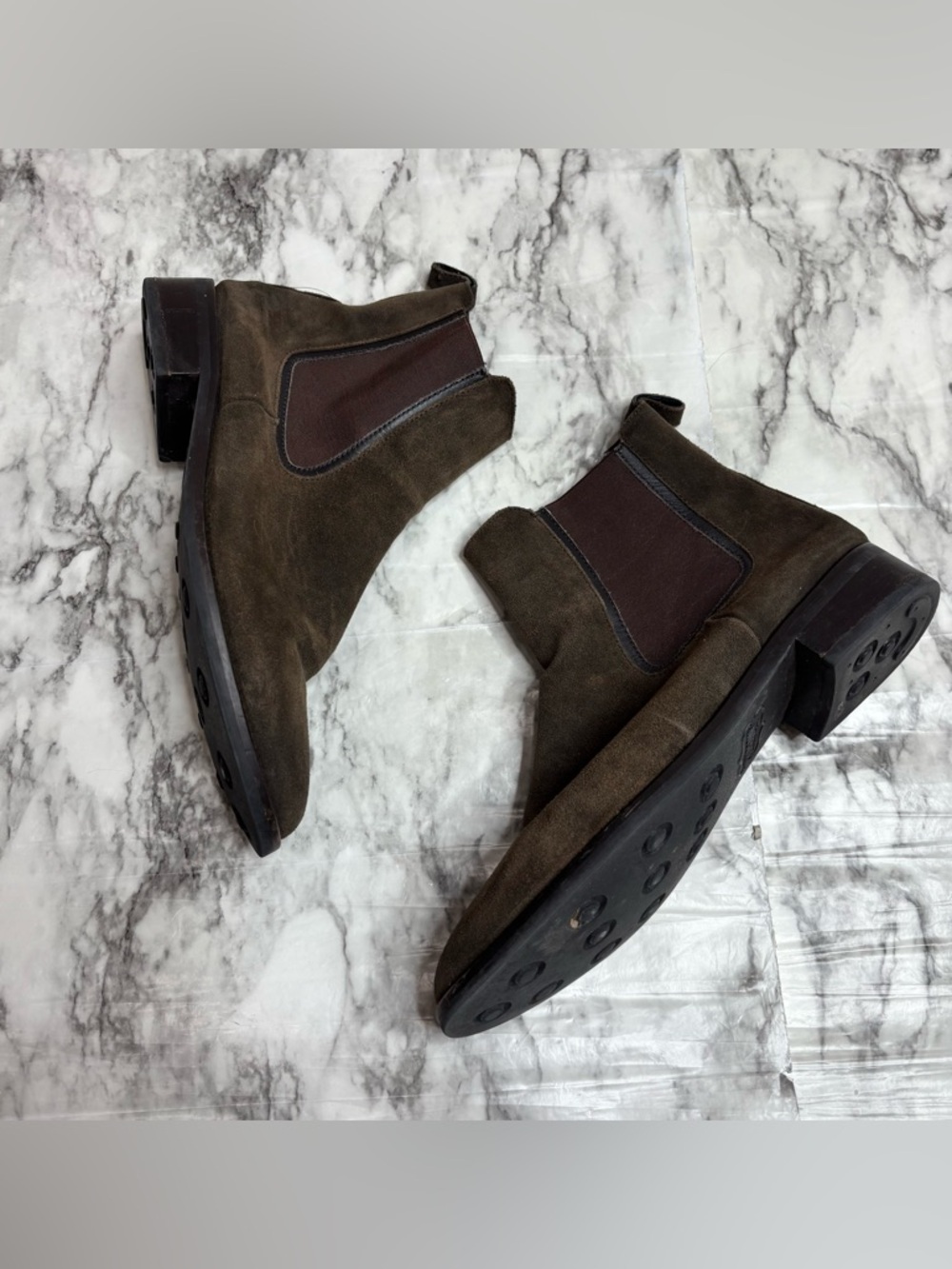 Thursday Boot Company Olive Brown Suede Chelsea Booties size 10 ankle boots